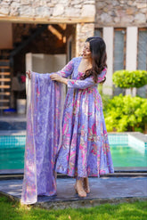 💜 Lavender Floral Anarkali Kurta Set with Dupatta 💜
