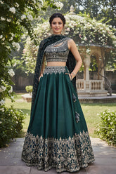 Emerald Green Embroidered Lehenga Set with Dupatta 💚✨