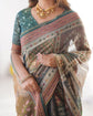 Karishma Beige & Bottle Green Saree