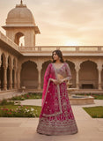 Fuchsia Pink Embroidered Bridal Lehenga Choli with Net Dupatta 🌸✨