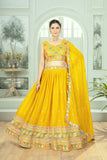🌼 Sunshine Yellow Multicolor Embroidered Lehenga Set – Festive & Haldi Special 🌼
