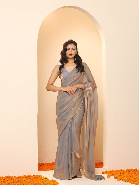 ✨ Moonlit Grey Saree – Minimal Elegance Redefined