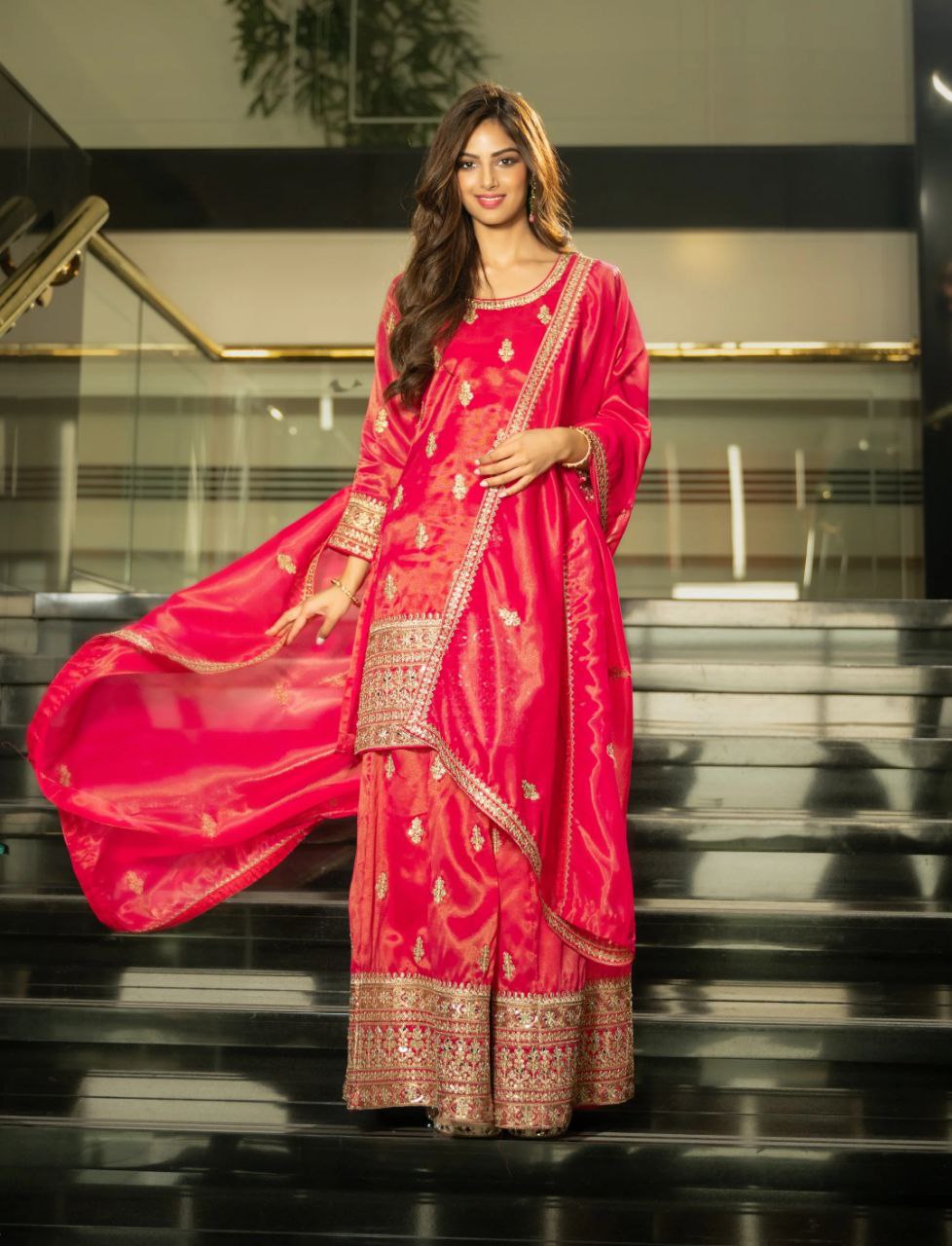 ❤️ Regal Red Embroidered Suit Set