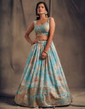 💎 Sky Blue Floral Embroidered Lehenga Set ✨