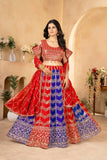 Red & Royal Blue Heavy Embroidered Work Lehenga Choli with Dupatta ✨👑