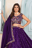 Royal Purple Embroidered Silk Lehenga Choli with Dupatta ✨🌸