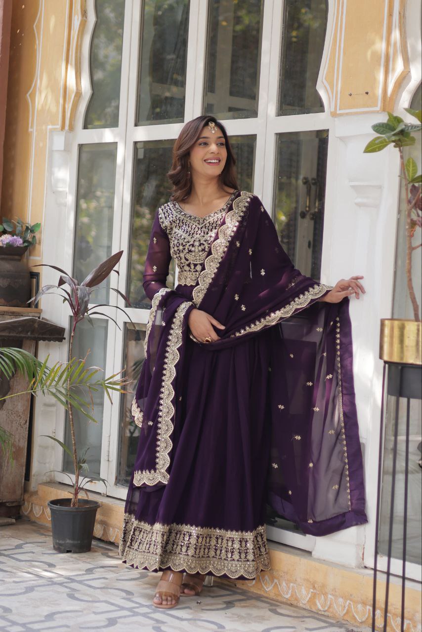 ✨ Embroidered Anarkali Set with Dupatta – Party & Festive Wear ✨
