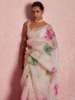 🌸 Elegant Printed Organza Saree - Lotus Bloom Edition