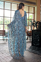 Powder Blue Satin Fendy Saree with Beads & Swarovski Work