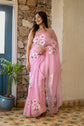 Gulabi Bloom Pink Organza Saree