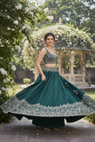 Emerald Green Embroidered Lehenga Set with Dupatta 💚✨