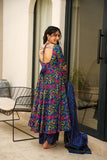 Royal Blue Floral Anarkali Set with Dupatta 🌸✨