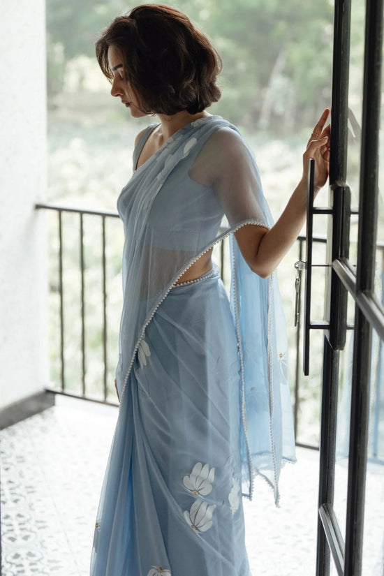 Noor Sky Blue Organza Saree