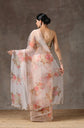 🌸 Blush Bloom Organza Saree – Romantic Florals in Motion