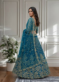 ✨ Teal Blue Embroidered Net Lehenga Choli with Dupatta