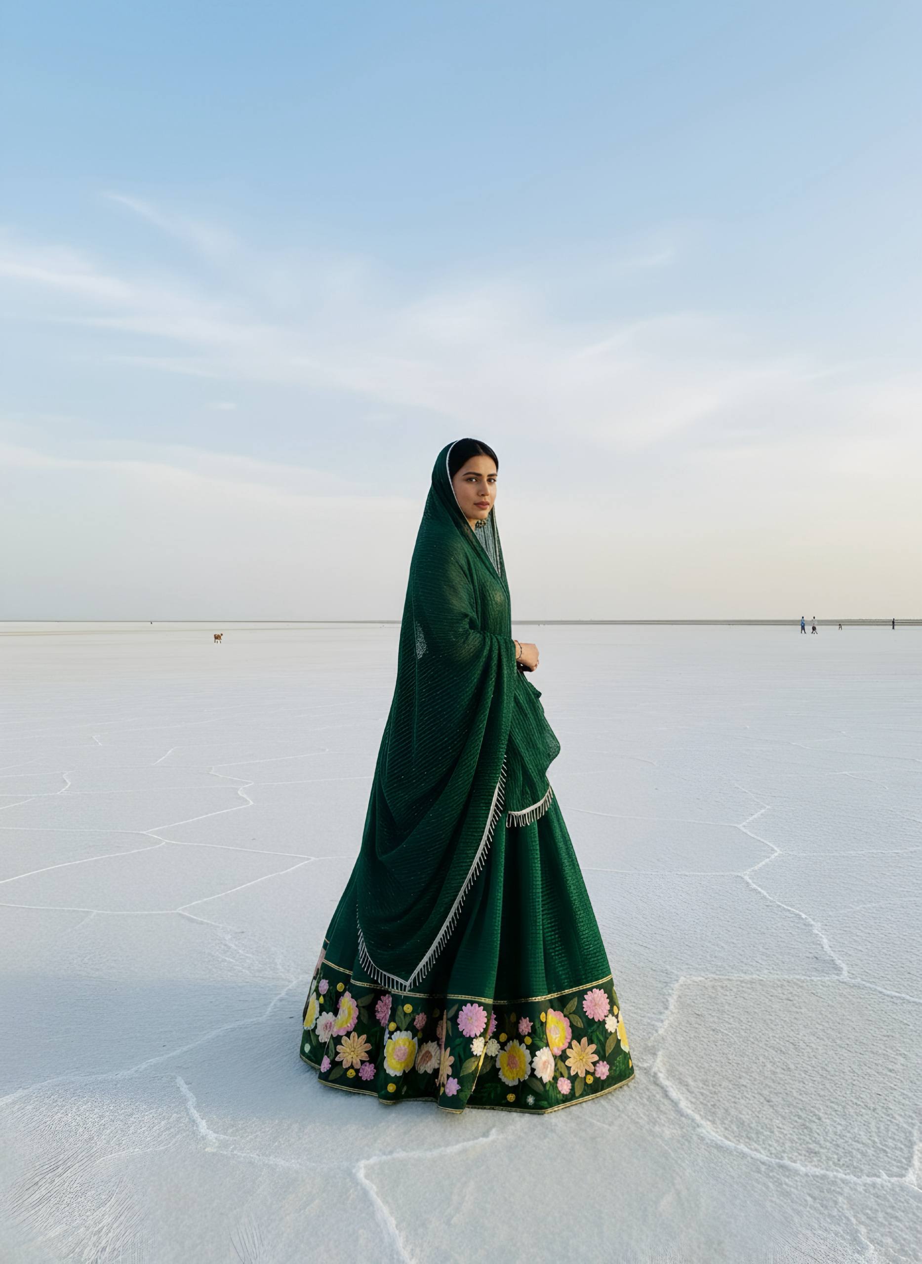 Emerald Green Floral Embroidered Lehenga Choli with Dupatta 🌿✨