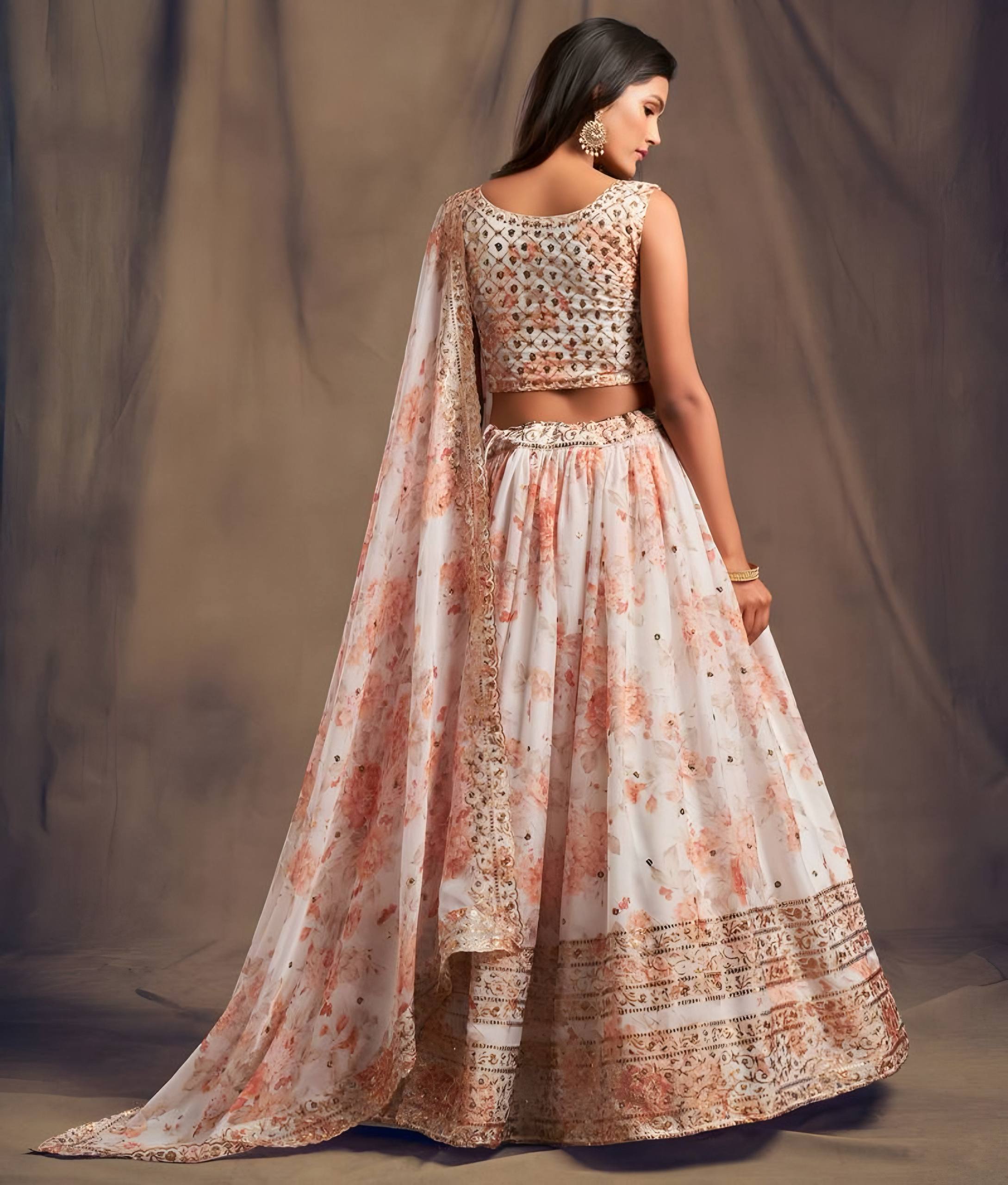 🤍 White Floral Embroidered Lehenga Set ✨