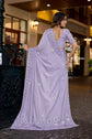 💜 Lavender Satin Fendy Saree with Swarovski and Beads Work