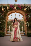 ❤️ Ivory & Red Embroidered Bridal Lehenga Set – Timeless Wedding Elegance ❤️