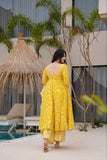 Sunny Yellow Printed Anarkali Set with Dupatta ☀️🌿