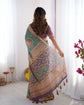 Meera Teal Printed Art Silk Saree