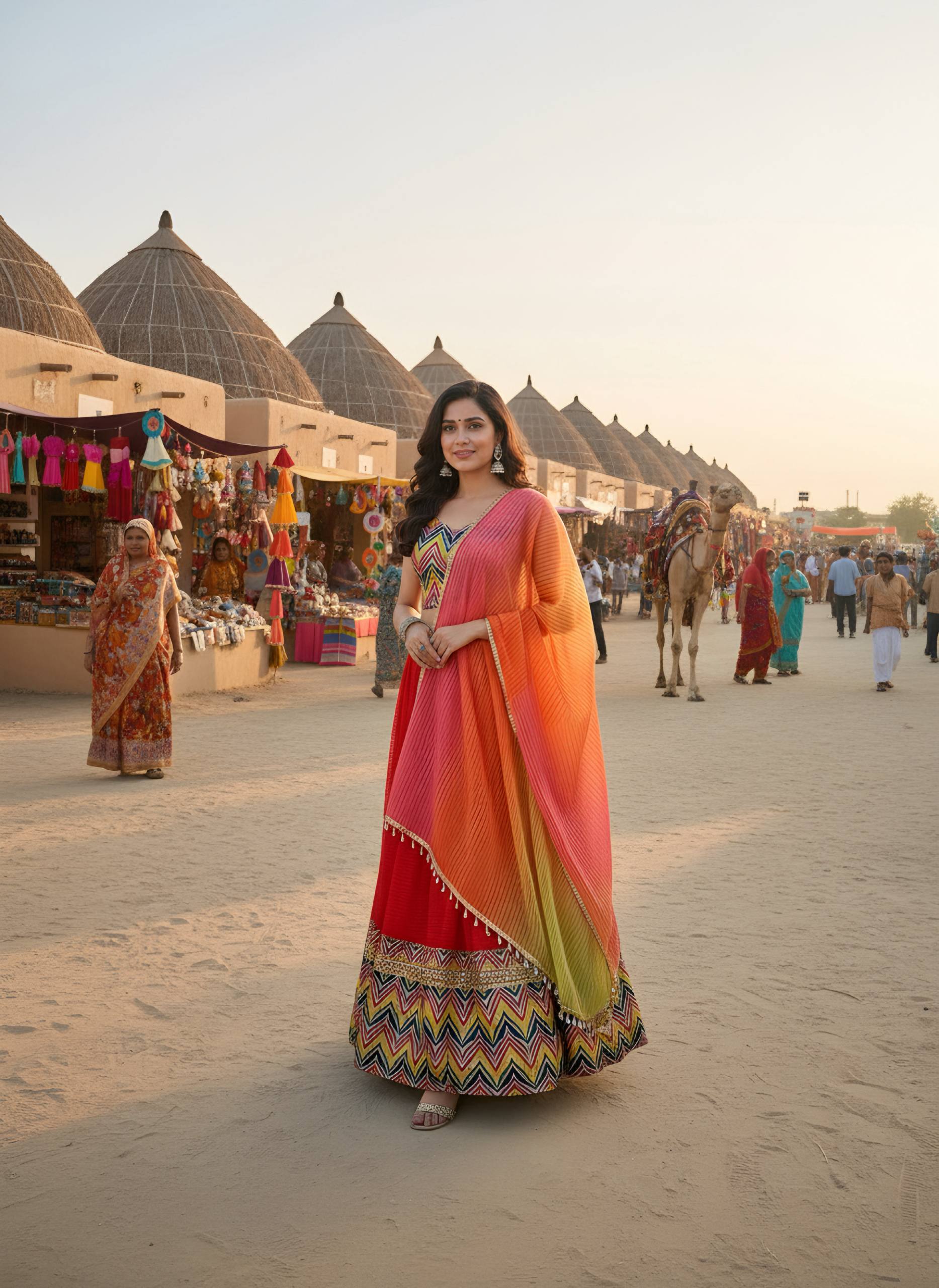 Multicolor Chevron Embroidered Lehenga Choli with Ombre Dupatta 🌈✨