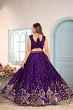 Royal Purple Embroidered Silk Lehenga Choli with Dupatta ✨🌸