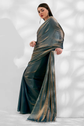 🖤 Midnight Metallic Organza Saree – Luxe Edition