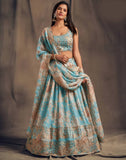 💎 Sky Blue Floral Embroidered Lehenga Set ✨
