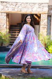 💜 Lavender Floral Anarkali Kurta Set with Dupatta 💜