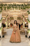 Peach Gold Embroidered Partywear Lehenga 🌸✨