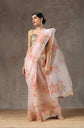 🌸 Blush Bloom Organza Saree – Romantic Florals in Motion