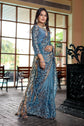 Powder Blue Satin Fendy Saree with Beads & Swarovski Work
