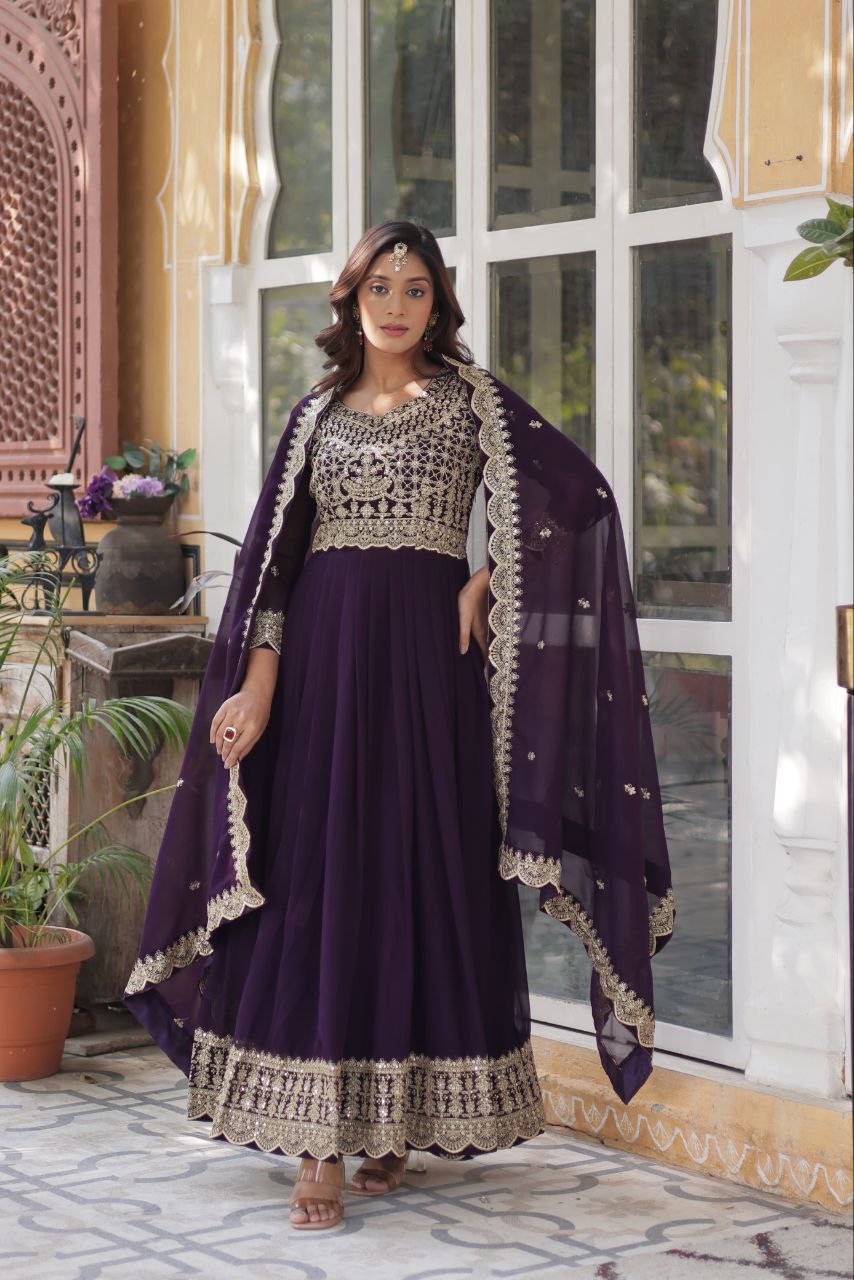 ✨ Embroidered Anarkali Set with Dupatta – Party & Festive Wear ✨