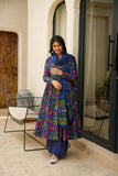 Royal Blue Floral Anarkali Set with Dupatta 🌸✨