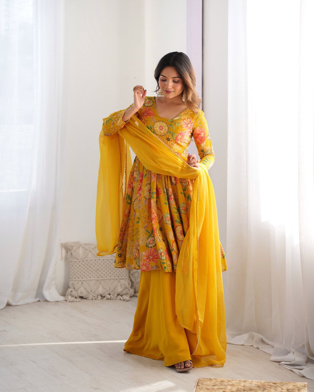 🌼 Sunshine Bloom Anarkali Co-ords Set