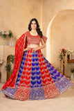 Red & Royal Blue Heavy Embroidered Work Lehenga Choli with Dupatta ✨👑