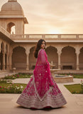 Fuchsia Pink Embroidered Bridal Lehenga Choli with Net Dupatta 🌸✨