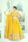 🌼 Sunshine Yellow Multicolor Embroidered Lehenga Set – Festive & Haldi Special 🌼