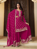 Magenta Embroidered Sharara Suit with Dupatta