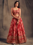 ❤️ Red Floral Embroidered Lehenga Set ✨