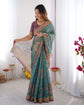 Meera Teal Printed Art Silk Saree