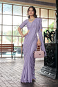 💜 Lavender Satin Fendy Saree with Swarovski and Beads Work