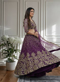 ✨ Regal Purple Embroidered Net Lehenga Set with Dupatta ✨