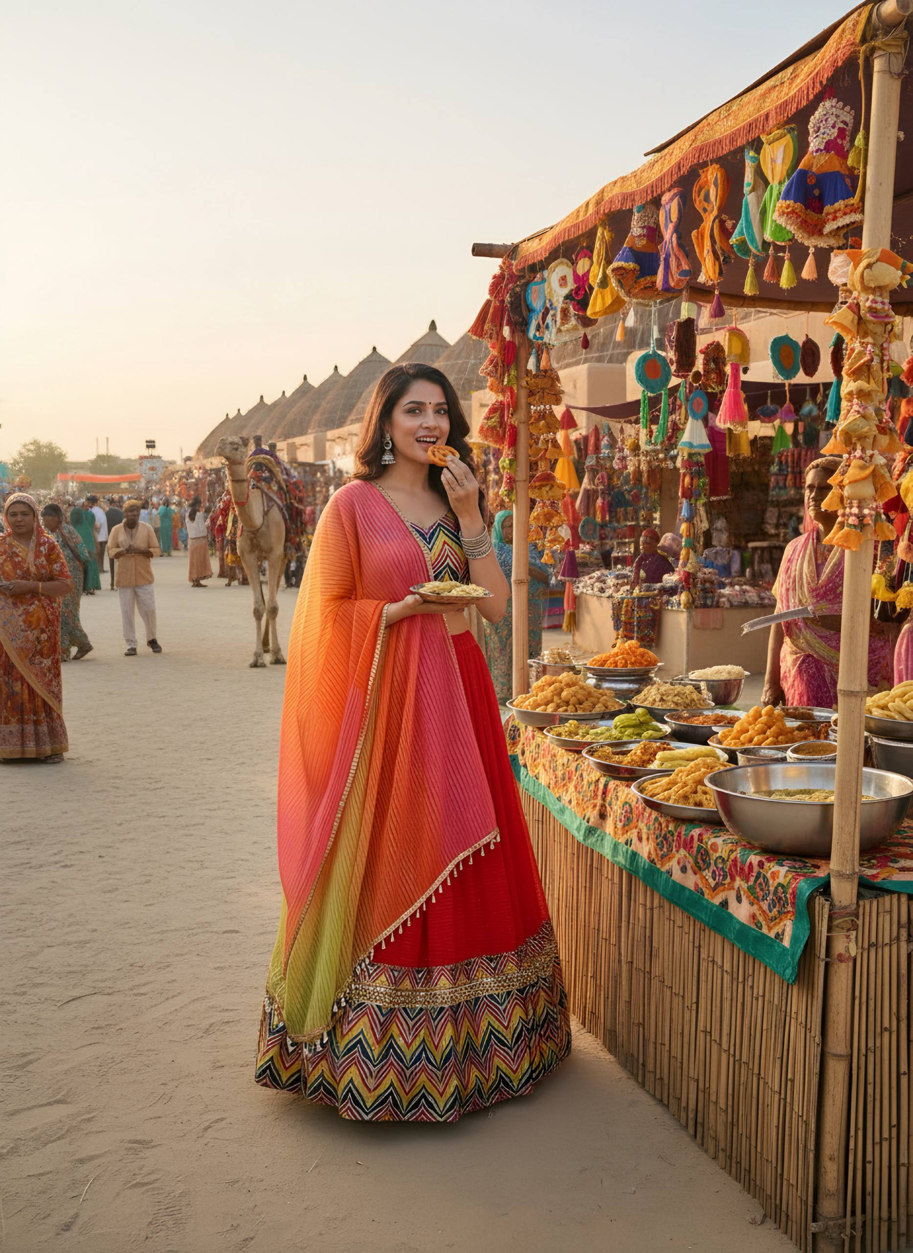 Multicolor Chevron Embroidered Lehenga Choli with Ombre Dupatta 🌈✨