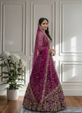 🌸 Magenta Embroidered Bridal Net Lehenga Set with Dupatta 🌸