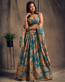 🌿 Teal Blue Floral Embroidered Lehenga Set ✨