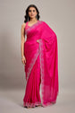 💖 Radiant Rani Pink Satin Saree – Luxe Swarovski Edition