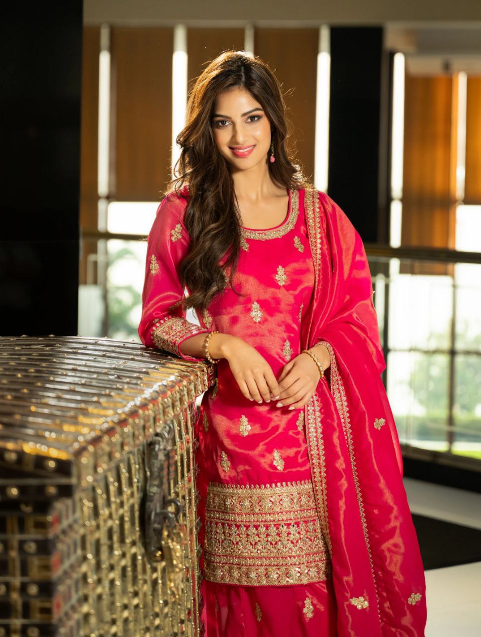 ❤️ Regal Red Embroidered Suit Set