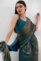 🖤 Midnight Metallic Organza Saree – Luxe Edition